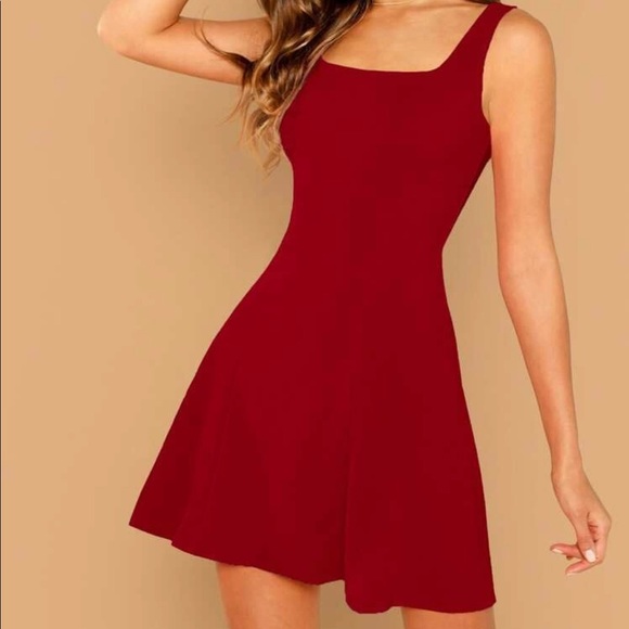 Square neck solid tank swing dress pastel pink - Picture 7 of 8